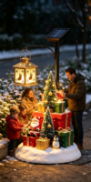Lanterne solaire de Noël de 2 m, décorative, en forme de Père Noël ou de pingouin, pour l'extérieur, jardin, statue de fête pour parc, centre commercial, exposition