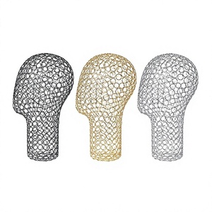 Modern Metal Wire Head <b>Display</b> Stand in Black Gold Silver for Garment Showcases - Product Image 1