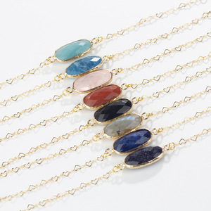 <span class=keywords><strong>Bracelet</strong></span> en pierre naturelle ovale plaqué or 14 carats, <span class=keywords><strong>bracelet</strong></span> délicat en cristal de guérison pour femmes - Product Image 5