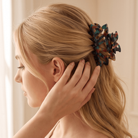 Nouvel Arrivage Pince à Cheveux en Acétate Forme Feuille Creuse avec Perles en Spirale et Ressort Élastique pour Femme, Coiffure Chignon Élégante 220300