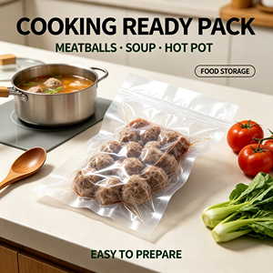 Food Grade Vacuum Sealer <b>Bag</b> 3 Side Seal Pouch Transparent PE Packaging <b>Bag</b> for Meatball Food Storage - Product Image 5
