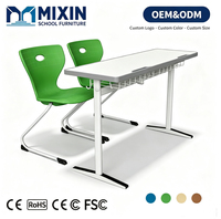 Unité d'étude scolaire ergonomique à structure métallique pour deux élèves, mobilier durable et écologique pour salle de classe, maison ou bureau