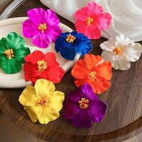 Aksesoris Rambut Pesta Musim Panas Hawaii, Bunga Hibiscus Tropis dari Kain, Jepit Rambut untuk DIY Bunga Buatan