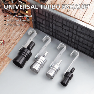 Punta de escape universal de acero inoxidable pulido espejo negro y plateado con silbato de sonido turbo para coche - Product Image 2