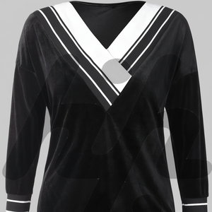 Huzaifa-Sudadera de terciopelo con contraste para mujer, ropa para Parte Superior Femenina, de talla grande, brillante, de terciopelo, OEM - Product Image 1