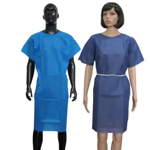 Chinese Manufacturer Hospital Disposable Nonwoven patient gown without sleeves