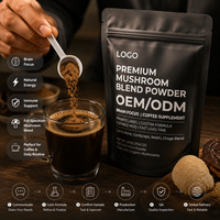 Poudre de mélange de champignons multiples à marque privée, MOQ flexible, délai de livraison rapide, poudre de supplément de café aux champignons premium pour la concentration cérébrale
