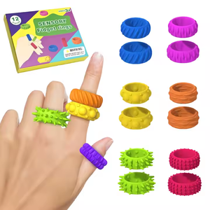 Ensemble de Jouets Sensoriels en Silicone Anneaux Fidget pour TDAH Autisme Enfants Autistes Anxiété Enfants Adultes Spinner Doigt Calme Soulagement du Stress - Product Image 1