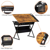 Table à dessin réglable avec 2 tiroirs de rangement Tabouret de table incliné pour bureau maison pour artistes peintres station de travail pour artistes