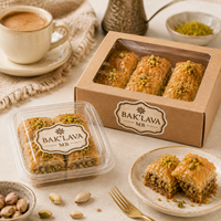Étiquettes artisanales pour baklavas, pour l'emballage de desserts méditerranéens, autocollants élégants pour pâtisseries et étiquettes alimentaires personnalisées pour les sucreries