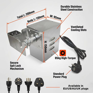 Moteur de rôtissoire robuste Grillmotor, capacité de charge 85 kg, en acier inoxydable, moteur électrique pour barbecue, garantie usine 12 ans - Product Image 2