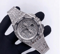 Montre mécanique personnalisée VVS Moissanite Testeur de diamants Baguette Argent 925 Plaqué or Glacé Bijoux fins de luxe