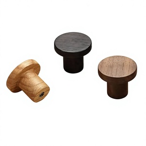 Juego de tiradores y pomos de madera para muebles, diseño redondo moderno, hechos a mano, ligeros y duraderos para puertas de armarios de entrada y uso exterior - Product Image 1
