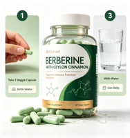 Capsules végétales à marque privée OEM Berberine 1200mg avec cannelle de Ceylan pour le soutien immunitaire et métabolique