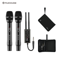 Ensemble de microphones dynamiques sans fil UHF 1-vers-2 Musiccube G-60, 2 micros + 1 récepteur, système de micros à double canal