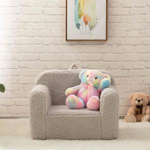 Fauteuil de lecture en sherpa ultra-doux pour tout-petits, gris, très confortable, rembourré de mousse, pour enfants - Product Image 4