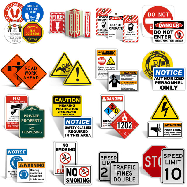 Custom Comprehensive Safety & Traffic Sign Set Aluminum Composite Panel APC Metal Safety Rust-free Sign Content Warning Sign