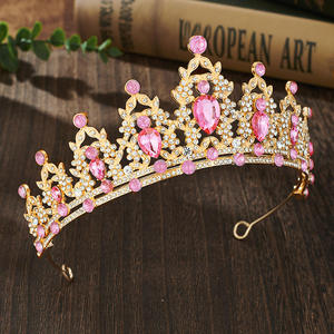 Couronnes de concours scintillantes en métal avec strass colorés, diadèmes en cristal, accessoires de diamant en gros - Product Image 1