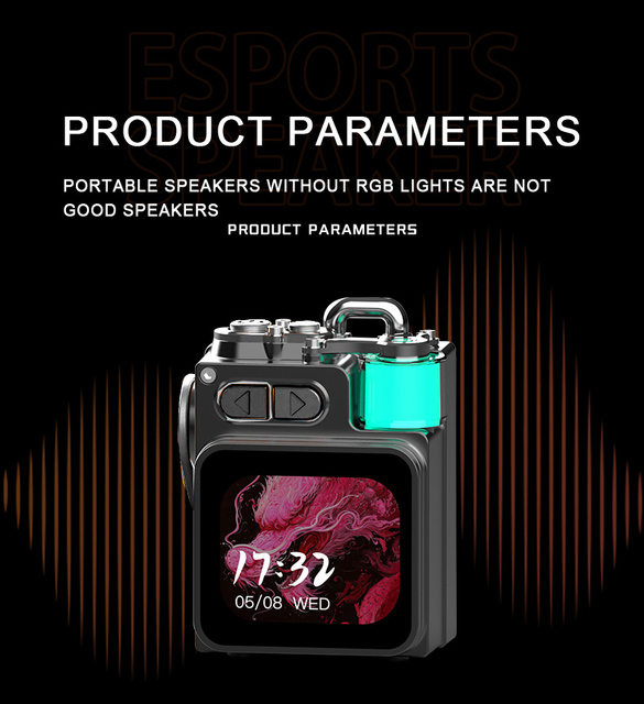 Portable Smart Touch Screen Speaker, 5W HD Bass Audio, 1200mAh Battery, DIY Wallpaper, Outdoor Karaoke Wireless Player