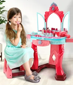 Leemook Hot Sale Kid Play House Toys Dressing Table With Sound Light Pretend Play Makeup For Girls