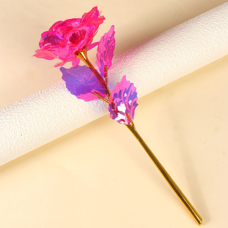 Fleur colorée dorée de 24 cm, fleur rouge rose