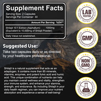 Acentiallabs Original Naturel Capsule de Shilajit Haute Pureté 10000 mg Pures Capsules de Shilajit Or avec Plus de 85 Oligo-éléments