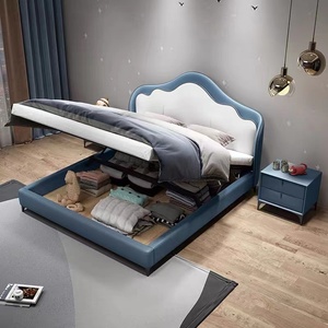 현대 아이들 침실 가구 소년 사랑스러운 두 배 아이 침대 침실 가구 고정되는 요람 아이 자는 가죽 단 하나 침대 - Product Image 6