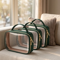 Sac de maquillage suspendu en PVC transparent, étanche, pour trousse de toilette et cosmétiques, avec fermeture à glissière