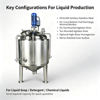 Cuve d'agitation sanitaire en acier inoxydable avec base conique SUS304, mélangeur avec moteur DC pour applications chimiques et alimentaires