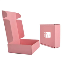 Boîtes d'emballage en papier kraft rose avec logo personnalisé pour petite entreprise, expédition postale recyclable, éponge de gaufrage par stratification mate