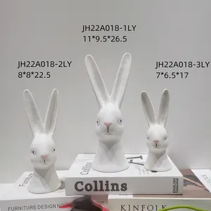 Statue moderne Ornement de bureau Miniatures d'animaux de Pâques Figurine de lapin de Pâques en céramique