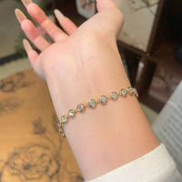 Bracelet ajustable minimaliste fin à bulles en or jaune 18 carats avec diamant de laboratoire, bijoux de créateur pour femme, cadeau quotidien, vente en gros