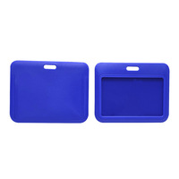 Porte-badge d'identification horizontal coulissant pour bureau et école, avec logo personnalisé, en plastique rigide, pochette de protection pour badge nominatif