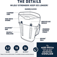 Sac à dos isotherme ergonomique à sangle réglable, 5,2 gallons, robuste et souple, pour la randonnée, les pique-niques et les activités de plein air
