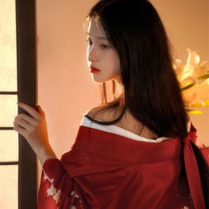 <span class=keywords><strong>Kimono</strong></span> <span class=keywords><strong>traditionnel</strong></span> <span class=keywords><strong>japonais</strong></span> sexy pour femmes et filles 2026 avec Obi, imprimé floral rouge, manches longues, Yukata pour Cosplay et Spectacles Scéniques - Product Image 4
