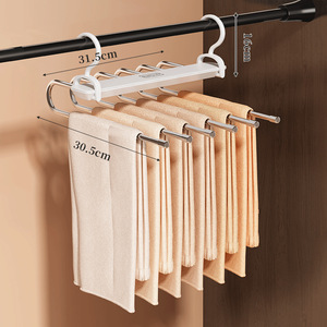 Colgador de ropa montado en la pared de plástico para ropa, organizador de armario plegable, almacenamiento de armario, perchas antideslizantes para pantalones para ropa - Product Image 6