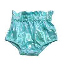 Yulan Nouveautés Short en cuir PU pour enfants multicolore brillant Bloomer à volants pour bébé