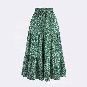 Falda Larga Maxi Vintage con Estampado Floral, Cintura Alta Elástica y Plisada, Fluida de Corte A, para Niña Pequeña, Otoño 2025, Atuendos Boho para Mujer - Product Image 5