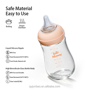 Bouteille en <span class=keywords><strong>verre</strong></span> pour bébé de qualité supérieure personnalisée, sans BPA, en <span class=keywords><strong>verre</strong></span> borosilicate haute résistance, <span class=keywords><strong>biberon</strong></span> <span class=keywords><strong>anti</strong></span>-<span class=keywords><strong>colique</strong></span> pour nouveau-nés de 0 à 12 mois - Product Image 5