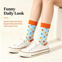 Chaussettes en coton à pois jacquard colorées unisexes, chaussettes décontractées amusantes et vibrantes, logo personnalisé OEM