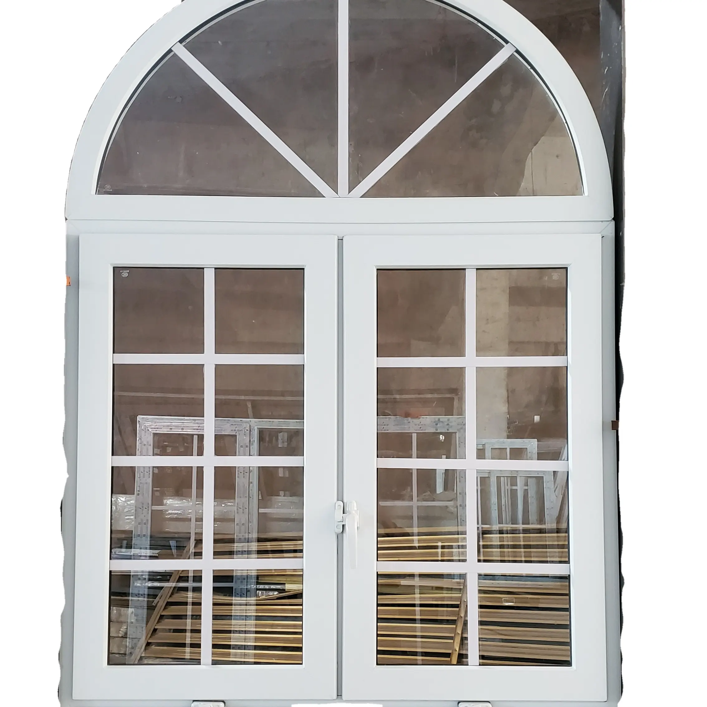 Ventana abatible de alta calidad, perfil de PVC/UPVC, doble vidrio templado transparente