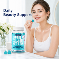 Complément alimentaire beauté végétalien OEM : Gommes à la kératine et à la biotine pour cheveux, peau et ongles – Vitamines, biotine, collagène, kératine