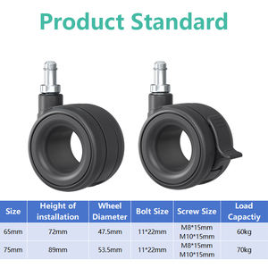 65mm 75mm Universal-Lenkrolle mit Bremse Bürostuhlrollen Möbelrollen Hohlrad für Büro - Product Image 5