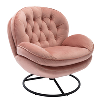 Chaises à luxe en velours rose matelassé, ensemble avec repose-pieds pour le salon