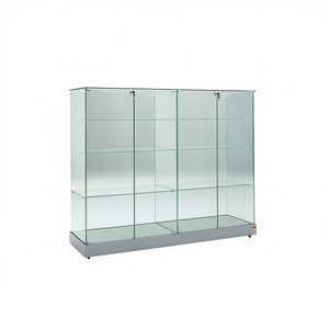 ตู้โชว์กระจกโฮเซล็อค กว้าง 185 ซม. สูง 140 ซม. สีเทาอ่อน ฐานมีล้อเลื่อนแบบซ่อนและประตูล็อคได้ - Product Image 2