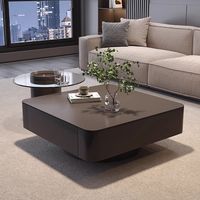 Table basse carrée de style italien haut de gamme et luxueuse avec rangement pour petits espaces, salon moderne, noir