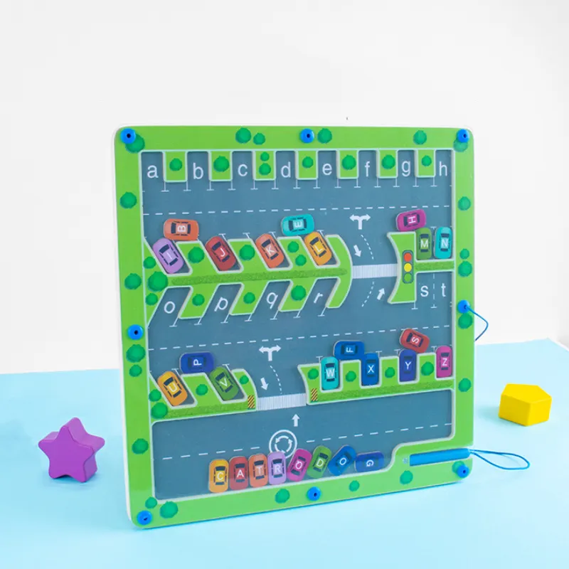磁気アルファベット迷路レターパズルモンテッソーリ教育ファインモータースキルおもちゃ幼児就学前学習活動