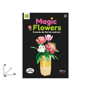<b>Magic</b> Flowers Peonie Construction <b>Kit</b> 499 Pieces Vase Included Building Toy For Kids Age 6+ - Product Image 1