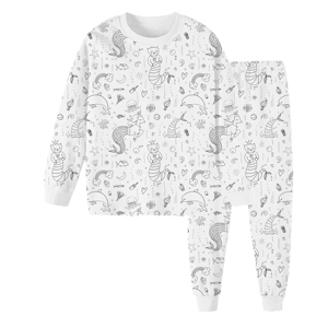 Atacado DIY Crianças Colorir Pijamas para Meninas Lavagem Off Marcadores Colorir Pijamas Set para Crianças Unisex Pijamas Pijamas - Product Image 3