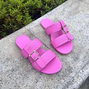 2026 Summer New Casual Flat Bottom Large Fashion <b>Slippers</b> for Women Metal Buckle Decorative Beach Sandals Wholesale - Product Image 3